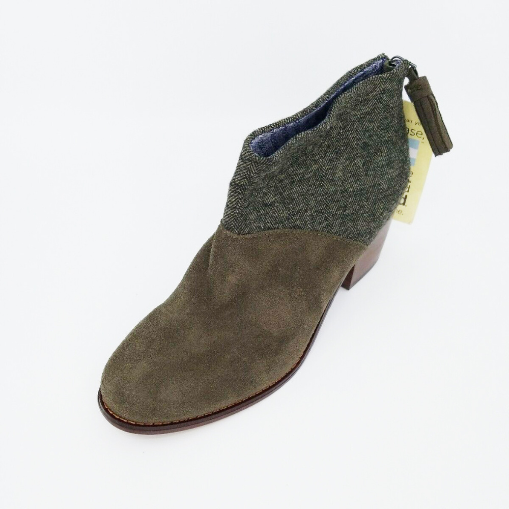 Toms Womens Leila Booties Tarmac Olive Suede Boots - Picture 3 of 8